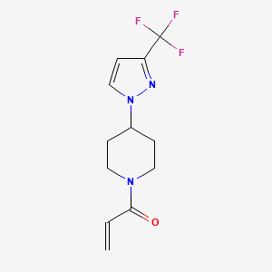 molecular formula C12H14F3N3O B2656627 1-{4-[3-(trifluoromethyl)-1H-pyrazol-1-yl]piperidin-1-yl}prop-2-en-1-one CAS No. 2094422-46-3