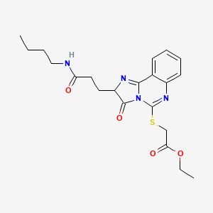 molecular formula C21H26N4O4S B2656638 ethyl 2-({2-[2-(butylcarbamoyl)ethyl]-3-oxo-2H,3H-imidazo[1,2-c]quinazolin-5-yl}sulfanyl)acetate CAS No. 1042906-64-8