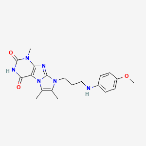 molecular formula C20H24N6O3 B2656647 8-(3-((4-methoxyphenyl)amino)propyl)-1,6,7-trimethyl-1H-imidazo[2,1-f]purine-2,4(3H,8H)-dione CAS No. 923109-24-4