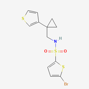 molecular formula C12H12BrNO2S3 B2656658 5-Bromo-N-[(1-thiophen-3-ylcyclopropyl)methyl]thiophene-2-sulfonamide CAS No. 2415509-73-6