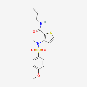 molecular formula C16H18N2O4S2 B2656660 3-{[(4-methoxyphenyl)sulfonyl](methyl)amino}-N-(prop-2-en-1-yl)thiophene-2-carboxamide CAS No. 1115871-60-7
