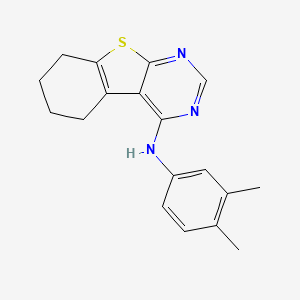 molecular formula C18H19N3S B2656663 N-(3,4-二甲苯基)-5,6,7,8-四氢[1]苯并噻吩并[2,3-d]嘧啶-4-胺 CAS No. 362509-12-4