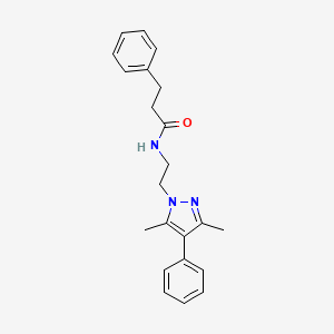 molecular formula C22H25N3O B2656666 N-(2-(3,5-dimethyl-4-phenyl-1H-pyrazol-1-yl)ethyl)-3-phenylpropanamide CAS No. 2034327-66-5