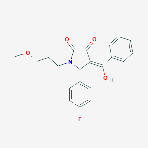 molecular formula C21H20FNO4 B265667 (4E)-5-(4-fluorophenyl)-4-[hydroxy(phenyl)methylidene]-1-(3-methoxypropyl)pyrrolidine-2,3-dione 
