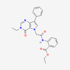 molecular formula C25H24N4O4 B2656674 2-[(3-乙基-4-氧代-7-苯基-3,4-二氢-5H-吡咯并[3,2-d]嘧啶-5-基)乙酰基]氨基苯甲酸乙酯 CAS No. 1251580-99-0