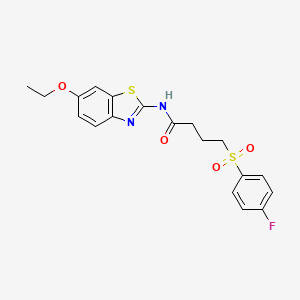 molecular formula C19H19FN2O4S2 B2656687 N-(6-ethoxybenzo[d]thiazol-2-yl)-4-((4-fluorophenyl)sulfonyl)butanamide CAS No. 941907-20-6
