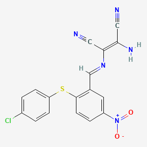 (Z)-2-amino-3-[[2-(4-chlorophenyl)sulfanyl-5-nitrophenyl]methylideneamino]but-2-enedinitrile