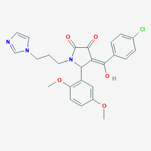 molecular formula C25H24ClN3O5 B265670 4-(4-chlorobenzoyl)-5-(2,5-dimethoxyphenyl)-3-hydroxy-1-[3-(1H-imidazol-1-yl)propyl]-1,5-dihydro-2H-pyrrol-2-one 
