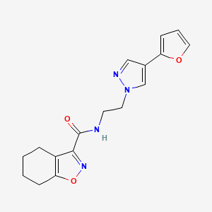 molecular formula C17H18N4O3 B2656714 N-(2-(4-(呋喃-2-基)-1H-吡唑-1-基)乙基)-4,5,6,7-四氢苯并[d]异噁唑-3-甲酰胺 CAS No. 2034551-16-9