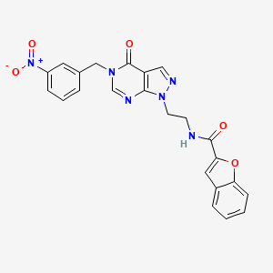 molecular formula C23H18N6O5 B2656718 N-(2-(5-(3-nitrobenzyl)-4-oxo-4,5-dihydro-1H-pyrazolo[3,4-d]pyrimidin-1-yl)ethyl)benzofuran-2-carboxamide CAS No. 922061-02-7
