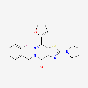 molecular formula C20H17FN4O2S B2656721 5-(2-fluorobenzyl)-7-(furan-2-yl)-2-(pyrrolidin-1-yl)thiazolo[4,5-d]pyridazin-4(5H)-one CAS No. 1105207-43-9