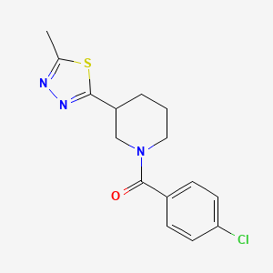 molecular formula C15H16ClN3OS B2656728 （4-氯苯基）（3-(5-甲基-1,3,4-噻二唑-2-基）哌啶-1-基）甲苯酮 CAS No. 1173084-84-8
