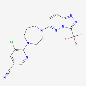 molecular formula C17H14ClF3N8 B2656737 5-氯-6-[4-[3-(三氟甲基)-[1,2,4]三唑并[4,3-b]哒嗪-6-基]-1,4-二氮杂环戊烷-1-基]吡啶-3-甲腈 CAS No. 2380041-78-9