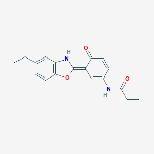 molecular formula C18H18N2O3 B265674 N-[(3E)-3-(5-ethyl-3H-1,3-benzoxazol-2-ylidene)-4-oxocyclohexa-1,5-dien-1-yl]propanamide 