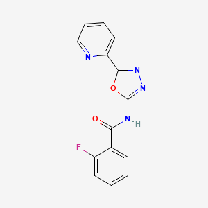 2-fluoro-N-(5-pyridin-2-yl-1,3,4-oxadiazol-2-yl)benzamide
