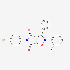 molecular formula C22H17BrN2O4 B2656752 5-(4-bromophenyl)-3-(2-furyl)-2-(2-methylphenyl)dihydro-2H-pyrrolo[3,4-d]isoxazole-4,6(3H,5H)-dione CAS No. 342615-11-6
