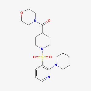 molecular formula C20H30N4O4S B2656754 4-({1-[(2-Piperidin-1-ylpyridin-3-yl)sulfonyl]piperidin-4-yl}carbonyl)morpholine CAS No. 1291842-06-2