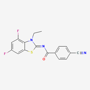 molecular formula C17H11F2N3OS B2656757 4-cyano-N-(3-ethyl-4,6-difluoro-1,3-benzothiazol-2-ylidene)benzamide CAS No. 868371-36-2
