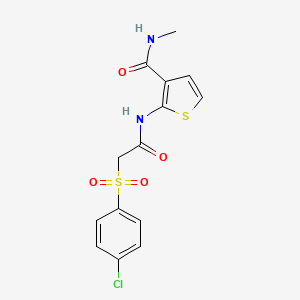 molecular formula C14H13ClN2O4S2 B2656761 2-(2-((4-chlorophenyl)sulfonyl)acetamido)-N-methylthiophene-3-carboxamide CAS No. 895469-23-5