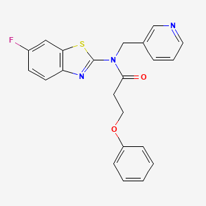 molecular formula C22H18FN3O2S B2656762 N-(6-氟苯并[d]噻唑-2-基)-3-苯氧基-N-(吡啶-3-基甲基)丙酰胺 CAS No. 895019-41-7
