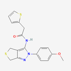 molecular formula C18H17N3O2S2 B2656767 N-(2-(4-methoxyphenyl)-4,6-dihydro-2H-thieno[3,4-c]pyrazol-3-yl)-2-(thiophen-2-yl)acetamide CAS No. 476458-17-0