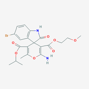 molecular formula C21H23BrN2O7 B265677 5'-Isopropyl 3'-(2-methoxyethyl) 2'-amino-5-bromo-6'-methyl-1,2-dihydro-2-oxospiro[indole-3,4'-pyran]-3',5'-dicarboxylate 
