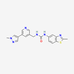 molecular formula C19H18N6OS B2656773 1-((5-(1-methyl-1H-pyrazol-4-yl)pyridin-3-yl)methyl)-3-(2-methylbenzo[d]thiazol-5-yl)urea CAS No. 2034383-52-1
