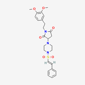 molecular formula C26H31N3O6S B2656778 1-[2-(3,4-二甲氧基苯基)乙基]-3-[4-[(E)-2-苯乙烯基]磺酰基哌嗪-1-基]吡咯烷-2,5-二酮 CAS No. 784196-43-6