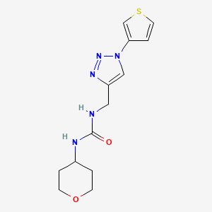 molecular formula C13H17N5O2S B2656779 1-(tetrahydro-2H-pyran-4-yl)-3-((1-(thiophen-3-yl)-1H-1,2,3-triazol-4-yl)methyl)urea CAS No. 2034366-51-1