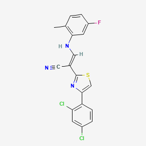 (E)-2-(4-(2,4-dichlorophenyl)thiazol-2-yl)-3-((5-fluoro-2-methylphenyl)amino)acrylonitrile