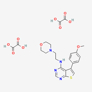 molecular formula C23H26N4O10S B2656789 5-(4-methoxyphenyl)-N-(2-morpholinoethyl)thieno[2,3-d]pyrimidin-4-amine dioxalate CAS No. 1216532-26-1