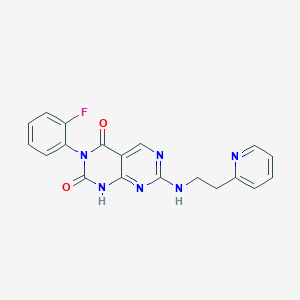 molecular formula C19H15FN6O2 B2656794 3-(2-fluorophenyl)-7-((2-(pyridin-2-yl)ethyl)amino)pyrimido[4,5-d]pyrimidine-2,4(1H,3H)-dione CAS No. 1421476-76-7