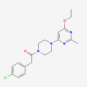 molecular formula C19H23ClN4O2 B2656799 2-(4-Chlorophenyl)-1-(4-(6-ethoxy-2-methylpyrimidin-4-yl)piperazin-1-yl)ethanone CAS No. 946230-73-5