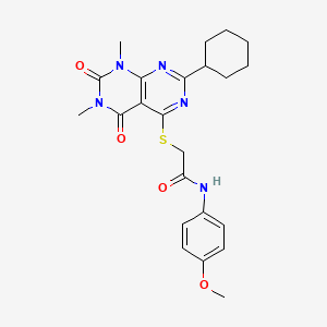 2-((2-cyclohexyl-6,8-dimethyl-5,7-dioxo-5,6,7,8-tetrahydropyrimido[4,5-d]pyrimidin-4-yl)thio)-N-(4-methoxyphenyl)acetamide