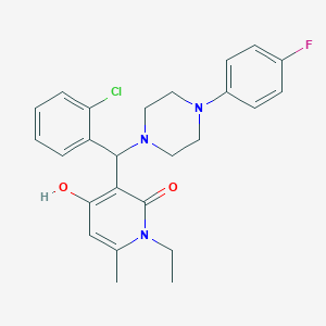 molecular formula C25H27ClFN3O2 B2656807 3-((2-chlorophenyl)(4-(4-fluorophenyl)piperazin-1-yl)methyl)-1-ethyl-4-hydroxy-6-methylpyridin-2(1H)-one CAS No. 897734-39-3