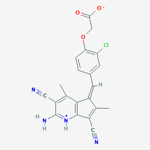 molecular formula C21H15ClN4O3 B265681 2-[4-[(Z)-(2-amino-3,7-dicyano-4,6-dimethylcyclopenta[b]pyridin-1-ium-5-ylidene)methyl]-2-chlorophenoxy]acetate 