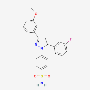4-(5-(3-fluorophenyl)-3-(3-methoxyphenyl)-4,5-dihydro-1H-pyrazol-1-yl)benzenesulfonamide