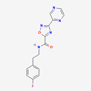 molecular formula C15H12FN5O2 B2656819 N-(4-fluorophenethyl)-3-(pyrazin-2-yl)-1,2,4-oxadiazole-5-carboxamide CAS No. 1235150-23-8