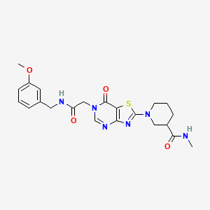 molecular formula C22H26N6O4S B2656823 1-(3-氰基-6-乙基喹啉-4-基)-N-(2-氟苄基)哌啶-4-甲酰胺 CAS No. 1115982-93-8