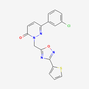 molecular formula C17H11ClN4O2S B2656827 6-(3-chlorophenyl)-2-{[3-(2-thienyl)-1,2,4-oxadiazol-5-yl]methyl}pyridazin-3(2H)-one CAS No. 1105247-52-6