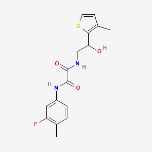 molecular formula C16H17FN2O3S B2656834 N1-(3-氟-4-甲基苯基)-N2-(2-羟基-2-(3-甲基噻吩-2-基)乙基)草酰胺 CAS No. 1351608-79-1