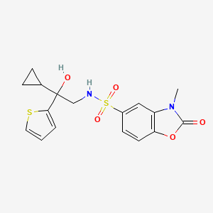 molecular formula C17H18N2O5S2 B2656835 N-(2-环丙基-2-羟基-2-(噻吩-2-基)乙基)-3-甲基-2-氧代-2,3-二氢苯并[d]恶唑-5-磺酰胺 CAS No. 1448077-30-2