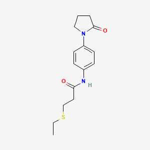 molecular formula C15H20N2O2S B2656839 3-乙基硫代-N-[4-(2-氧代吡咯烷-1-基)苯基]丙酰胺 CAS No. 2253630-13-4
