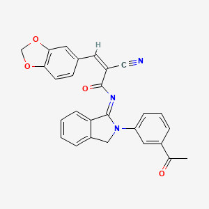 (Z)-N-[2-(3-Acetylphenyl)-3H-isoindol-1-ylidene]-3-(1,3-benzodioxol-5-yl)-2-cyanoprop-2-enamide