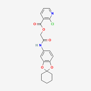molecular formula C20H19ClN2O5 B2656843 [2-Oxo-2-(spiro[1,3-benzodioxole-2,1'-cyclohexane]-5-ylamino)ethyl] 2-chloropyridine-3-carboxylate CAS No. 926606-86-2