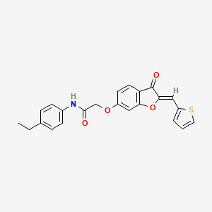 molecular formula C23H19NO4S B2656851 (Z)-N-(4-乙基苯基)-2-((3-氧代-2-(噻吩-2-基亚甲基)-2,3-二氢苯并呋喃-6-基)氧基)乙酰胺 CAS No. 890634-04-5