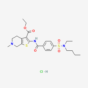 molecular formula C24H34ClN3O5S2 B2656860 ethyl 2-(4-(N-butyl-N-ethylsulfamoyl)benzamido)-6-methyl-4,5,6,7-tetrahydrothieno[2,3-c]pyridine-3-carboxylate hydrochloride CAS No. 1216597-14-6