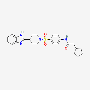 molecular formula C25H30N4O3S B2656864 N-(4-((4-(1H-苯并[d]咪唑-2-基)哌啶-1-基)磺酰基)苯基)-2-环戊基乙酰胺 CAS No. 886888-35-3
