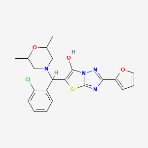 molecular formula C21H21ClN4O3S B2656868 5-((2-Chlorophenyl)(2,6-dimethylmorpholino)methyl)-2-(furan-2-yl)thiazolo[3,2-b][1,2,4]triazol-6-ol CAS No. 1052555-64-2