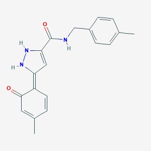 (5Z)-5-(4-methyl-6-oxocyclohexa-2,4-dien-1-ylidene)-N-[(4-methylphenyl)methyl]-1,2-dihydropyrazole-3-carboxamide